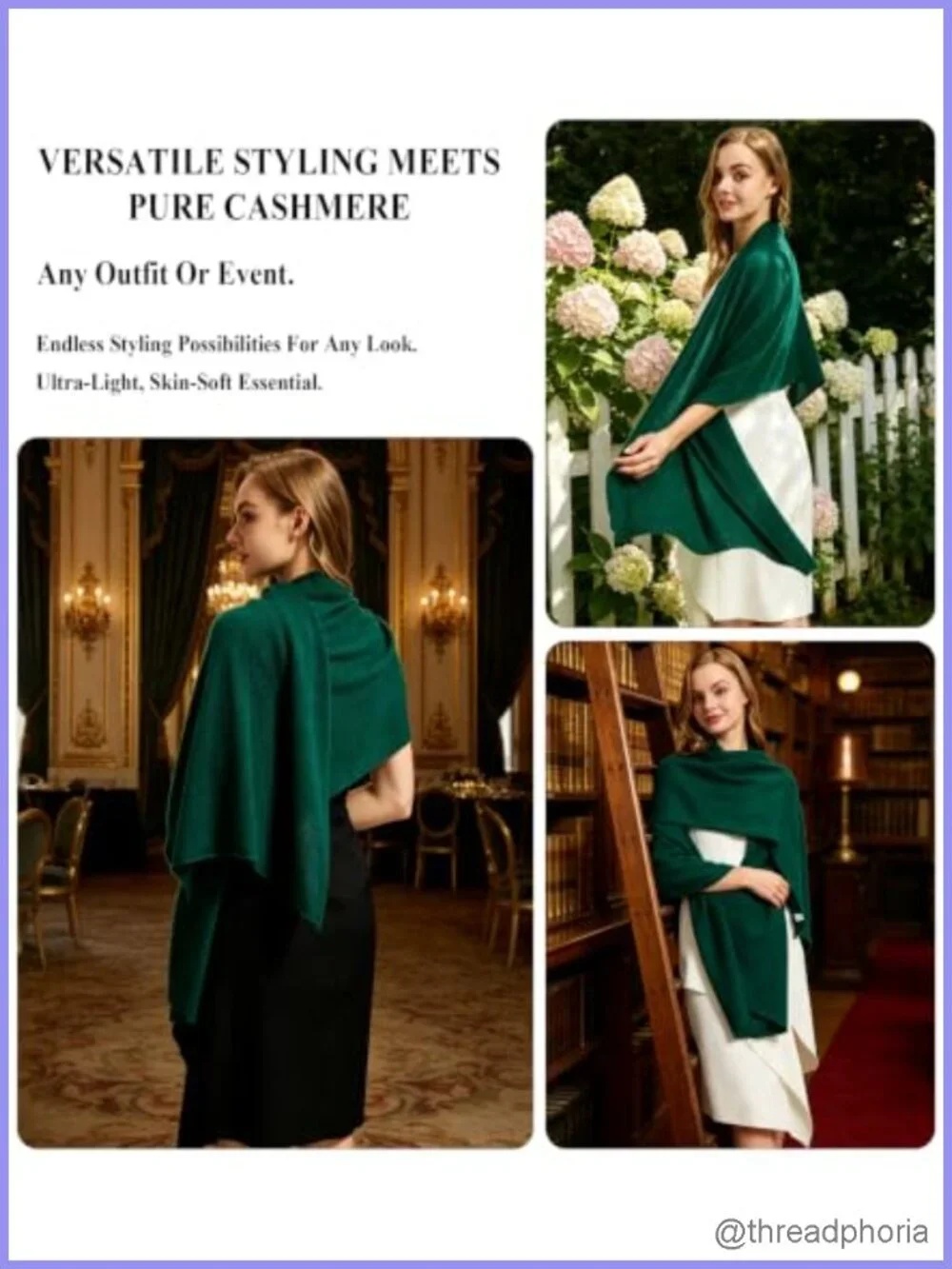 Luxury 100% Cashmere Wrap Shawl 71x24 Knitted Lightweight Travel Scarf with
